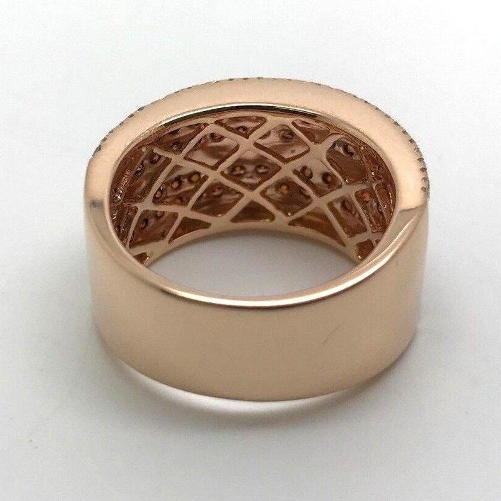 18k Rose Gold with Orange & White Round Brilliant Cut Diamonds Size 6.5 - Picture 2 of 9